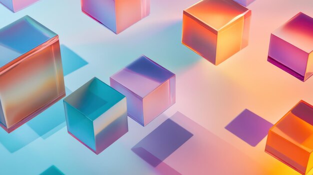 Photo abstract composition of colorful glass cubes