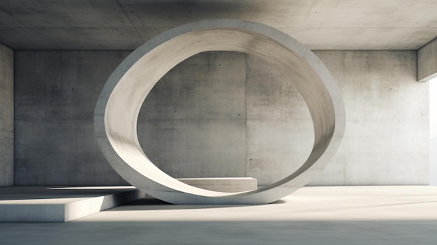 Abstract concrete architecture space with circle light