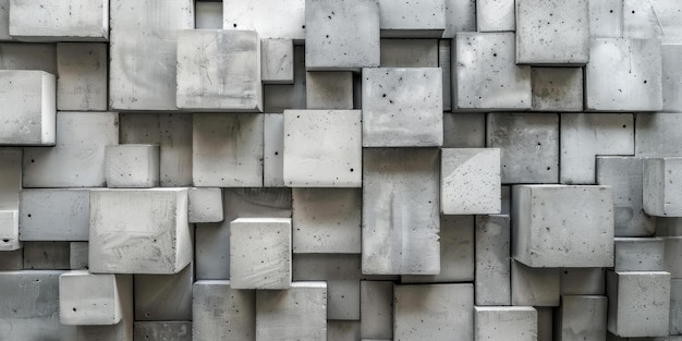 Abstract Concrete Block Wall Pattern In Grey Hues