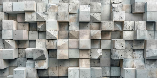 Abstract Concrete Block Wall Pattern In Grey Hues