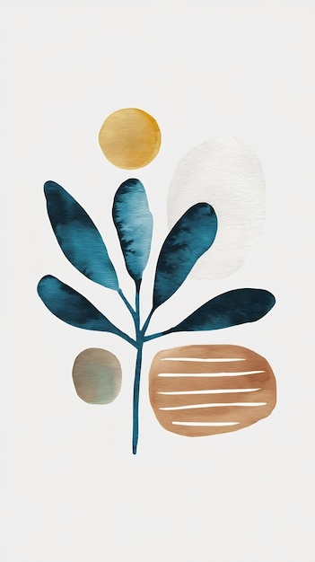 Abstract contemporary modern watercolor art minimalist illustration