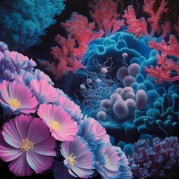 Abstract Coral Life A Vibrant Underwater Ecosystem surreal coral