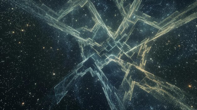 Photo abstract cosmic grid in starry night