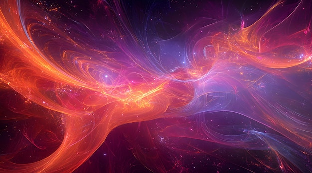 Abstract Cosmic Nebula with Orange and Purple Hues