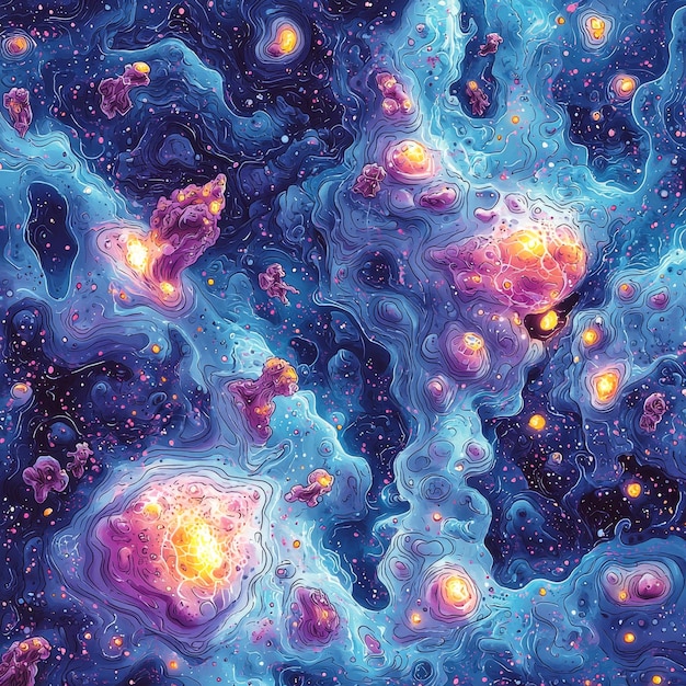 Abstract Cosmic Nebula with Vibrant Colors and Intricate Details