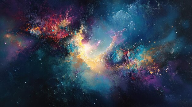 Abstract Cosmic Nebula with Vibrant Colors and Stars