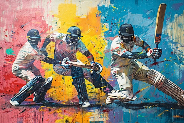 Abstract Cricket Game Action Scene by Eduardo Ko