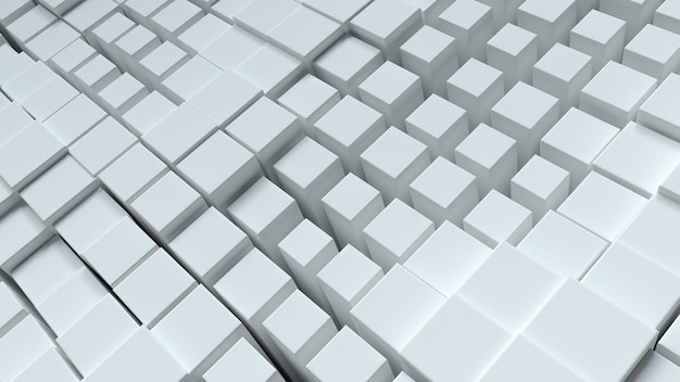 Abstract cubic landscape background 3d White topographical surface made of cube shapes