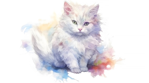 a abstract cute watercolour illustrations cat