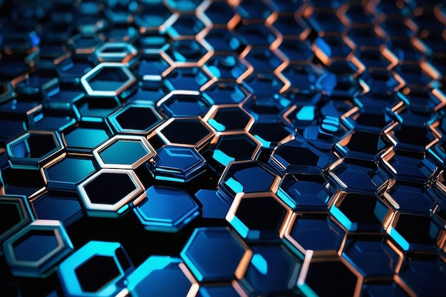 Abstract D hexagonal technology background with blue flashes under hexagons