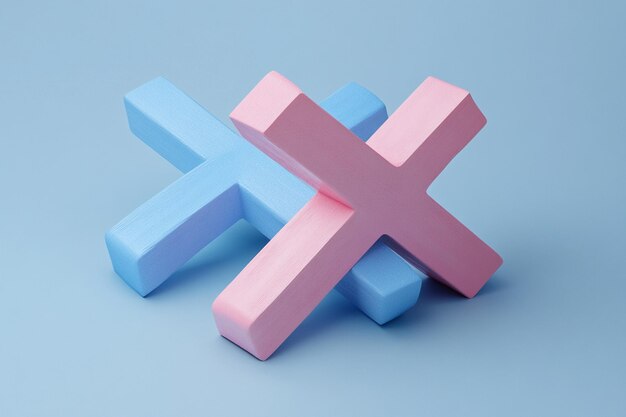 Photo abstract d render of pastel pink and blue geometric shapes against a light blue background