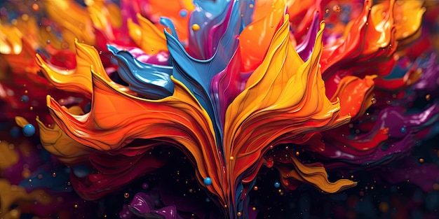 Abstract Dance of Vibrant Colors in Liquid Form Generative AI