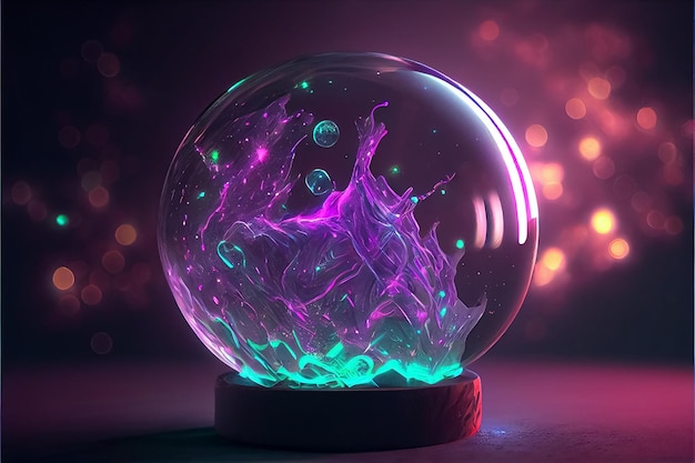 Abstract dark background and electric lighting sphere ball AI