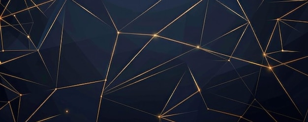 Abstract dark background with golden lines creating a geometric pattern and connected points