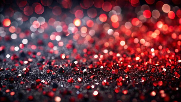 Photo abstract dark black red glitter sparkle confetti background or party invite for happy birthday bridal wedding evening valentine s