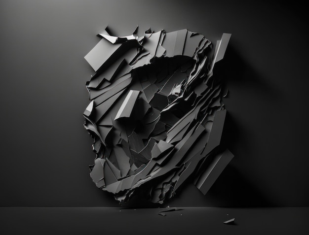 Abstract dark black various paper shapes background created with Generative AI technology