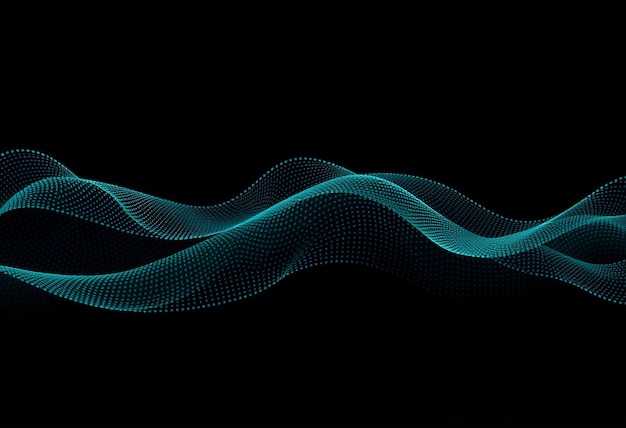 Photo abstract dark blue background with low poly waves and dots big data digital technology concept