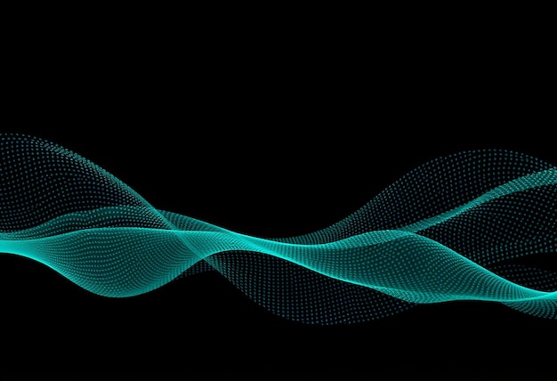 Abstract dark blue background with low poly waves and dots Big data digital technology concept