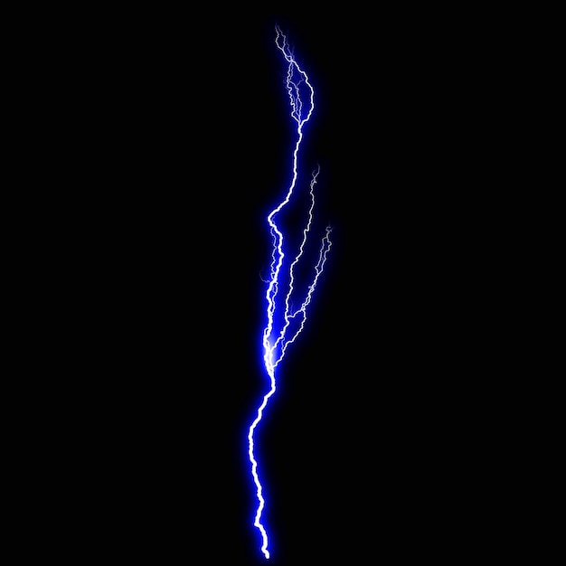 abstract dark blue lighting natural thunder realistic magic overlay bright glowing effect on black