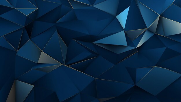 Abstract Dark Blue Luxury Polygonal Model With Gold Background