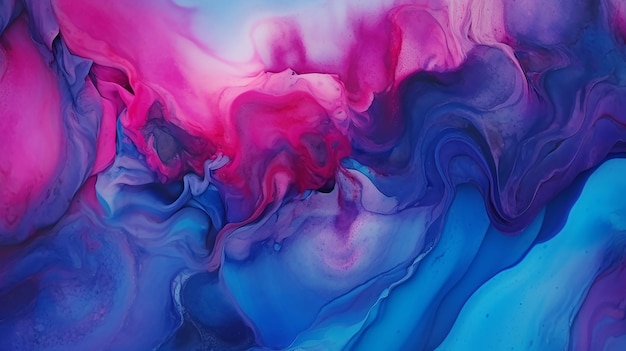 Abstract dark blue and magenta alcohol ink yupo paper Generative AI