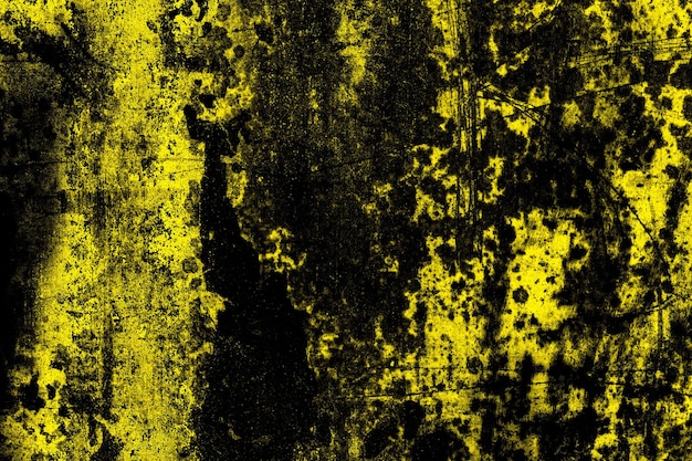 Abstract dark grunge textured old abandoned yellow color concrete wall surface