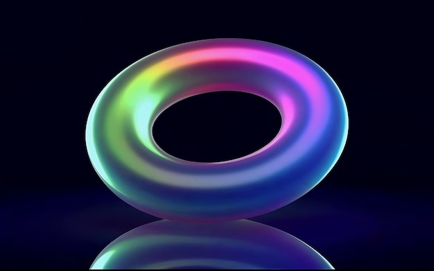 Photo abstract dark holographic iridescent neon background fluid liquid glass curved wave in motion 3d