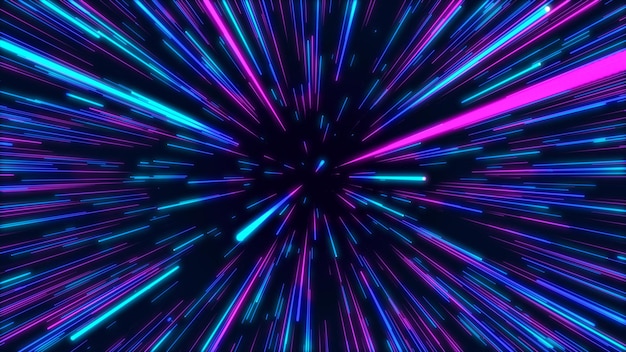 Abstract data flow tunnel radial lines Explosion star background