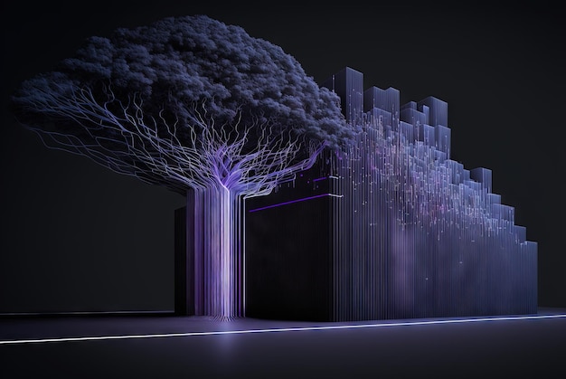 Abstract data graph concept with data clusters and particles Digital sorting and management concept for business and finance Generated AI