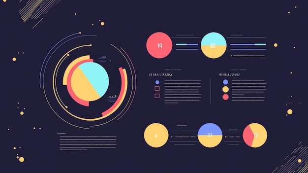 Abstract Data Visualization with Colorful Circles and Geometric Shapes