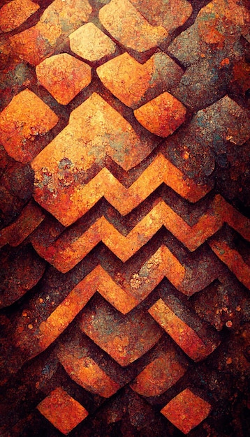 Abstract decorative rusty metal background Artistic rusted metallic surface design 3D illustration