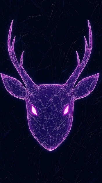 Photo abstract deer head with neon lights