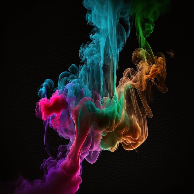 Abstract dense multicolored smoke of blueredpinkgreenorangeturqoiseon 3D illustration