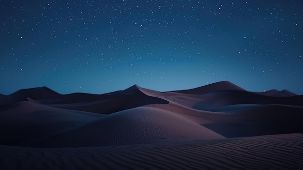 Photo abstract desert scene with smooth dunes under a starry night sky