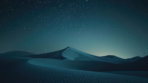 Photo abstract desert scene with smooth dunes under a starry night sky