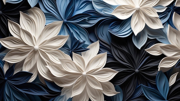 abstract design of blue floral wallpaper