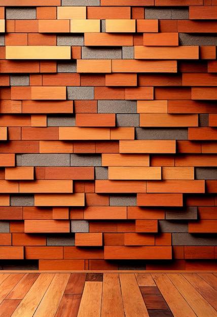 Abstract design brick wall 3d illustrated