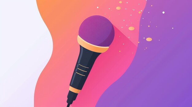 Photo abstract design with retro mic and colorful splashes vibrant vector illustration