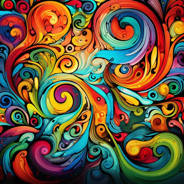 Abstract design with swirling colors and intricate patterns