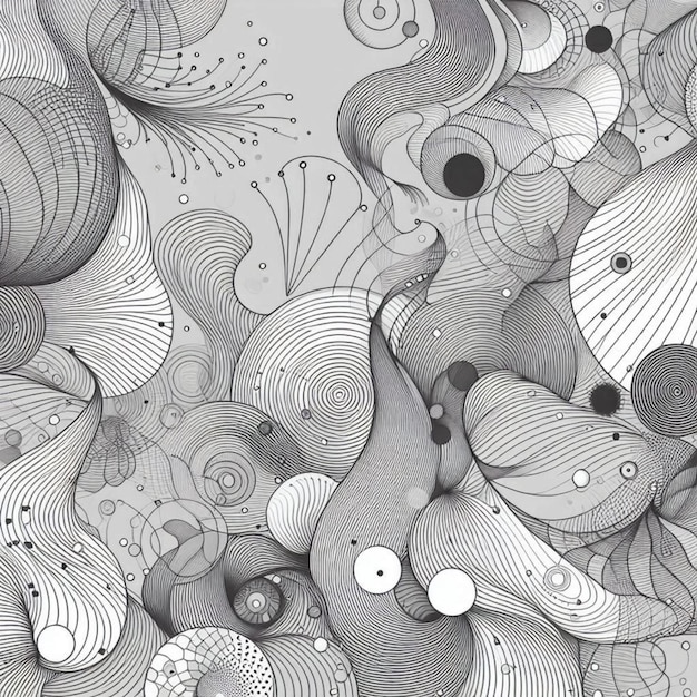 An abstract design with swirling white and grey lines creating a sense of movement and depth