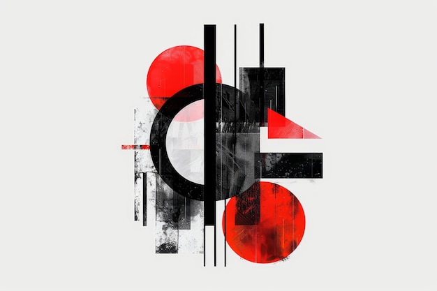 Photo an abstract digital art piece featuring bold graphic typography in black and red on a white background bold graphic typography in black and red on a simple white background