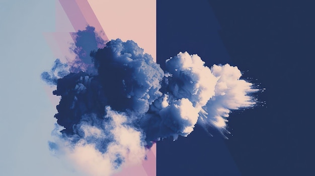 Photo abstract digital artwork featuring a cloud against a gradient background