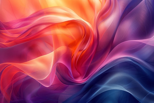 Abstract digital artwork featuring a gradient background with dynamic swirling geometric shapes