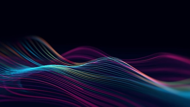 Abstract digital background from rounded colored lines Information flow space Big data visualization