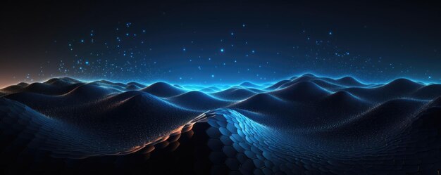 Abstract digital background like mountain landscape Futuristic technology wave