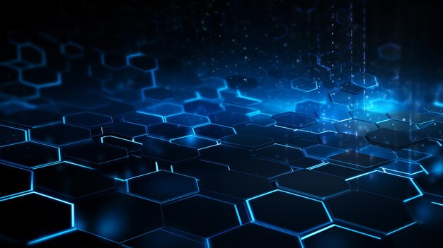 Abstract digital background with blue hexagonal shapes and futuristic network concept