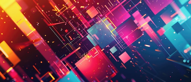 Abstract digital background with bold shapes bright colors and hightech look