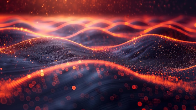 Abstract digital background with wave of particles Futuristic technology concept