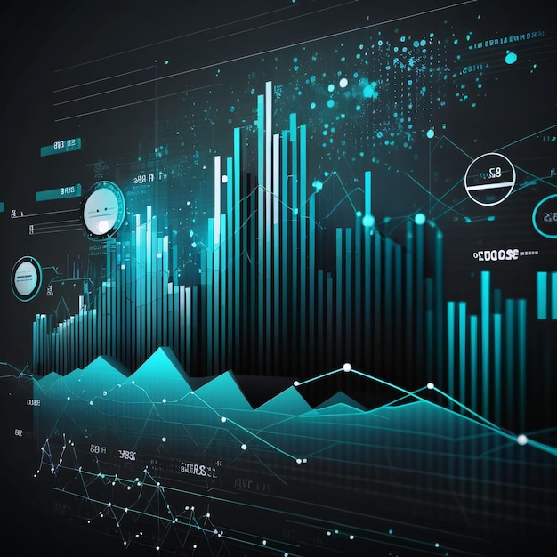 abstract digital business chart and graph on technology background futuristic concept