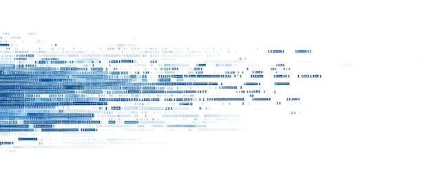 Photo abstract digital data stream blue and white binary code